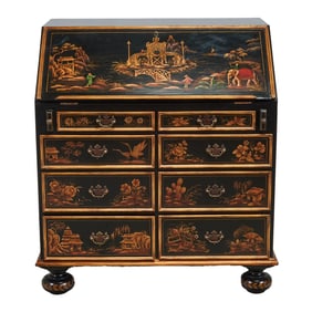 Ebonized Chinoiserie Slant Front Desk