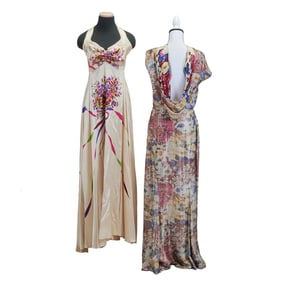 Silk Halter Ensemble and Open Back Evening Dress