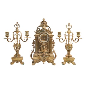 19th Century Charles Pickard J. Freres Clock Garniture