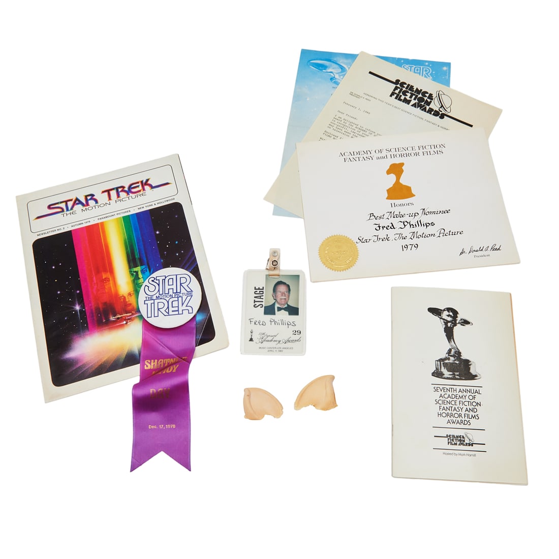 Star Trek Leonard Nemoy Spock Ears w/ Related Ephemera (1 of 6)