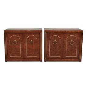 Pair Weiman Contemporary Burl Walnut Dresser Cabinets