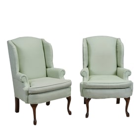 Pair of Hampton Park Queen Anne Style Wingback Chairs