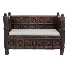 French Provincial Hall Bench with Storage