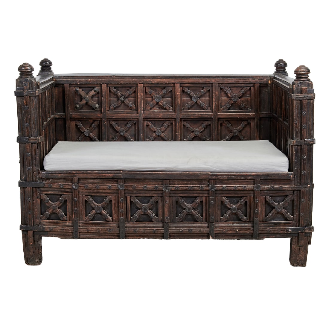 French Provincial Hall Bench with Storage (1 of 4)
