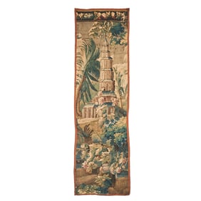 18th Century Narrow Verdure Tapestry with Castle