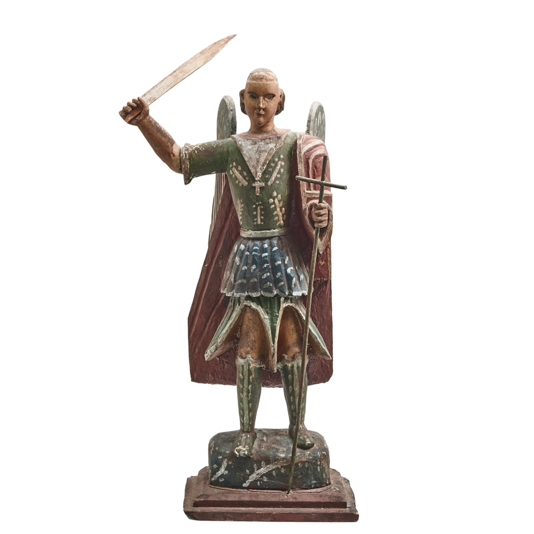 Spanish Colonial Santos Figure, St. Michael (1 of 5)