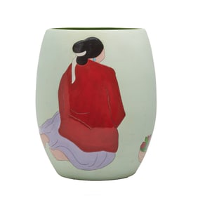 Gorman Potters Proof Vase, "Woman With Chile Peppers"
