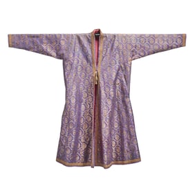 Indian Purple Silk Embroidered Banyan Style Robe