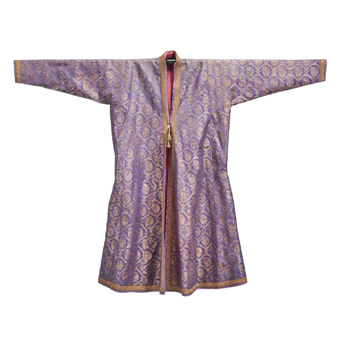 Indian Purple Silk Embroidered Banyan Style Robe (1 of 3)