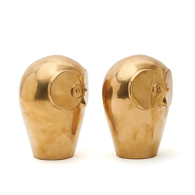 Pair of Dolbi Cashier Brass Owl Bookend Figures