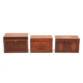 Three George III Tea Caddies, Shell Inlay