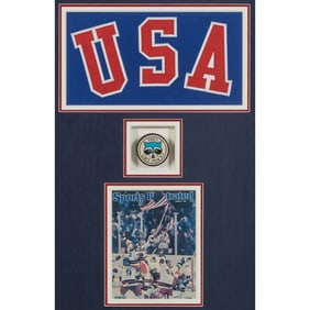 Framed 1980 Winter Olympics USA Hockey Collage