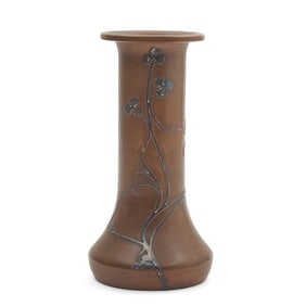 Heintz Silver on Bronze Arts & Crafts Vase #3596