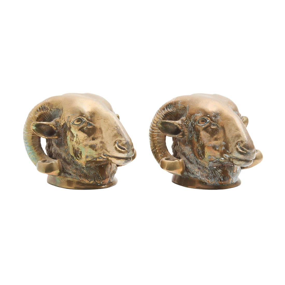 Pair of Decorative Bronze Ram's Heads (1 of 3)