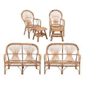 Bamboo and Wicker Seating Suite
