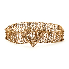 Yves Saint Laurent Gilt Metal Abstract Cage Belt