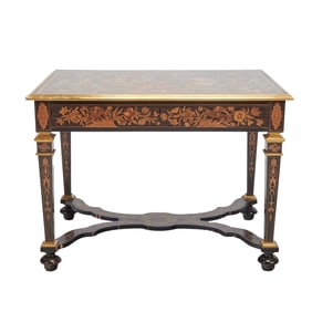 Flemish Baroque Ebonized Inlaid Center Table