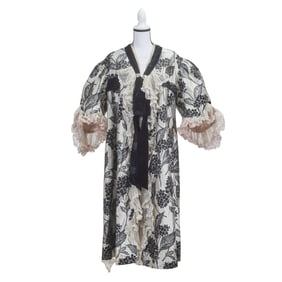 Belle Epoque Grey Black Silk Brocade Robe, Watson KY