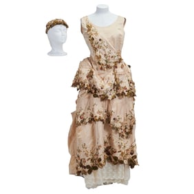 Fancy Party Silk Dress with Applique Fruit