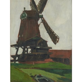 George Elmer Browne, Windmill, oil on board