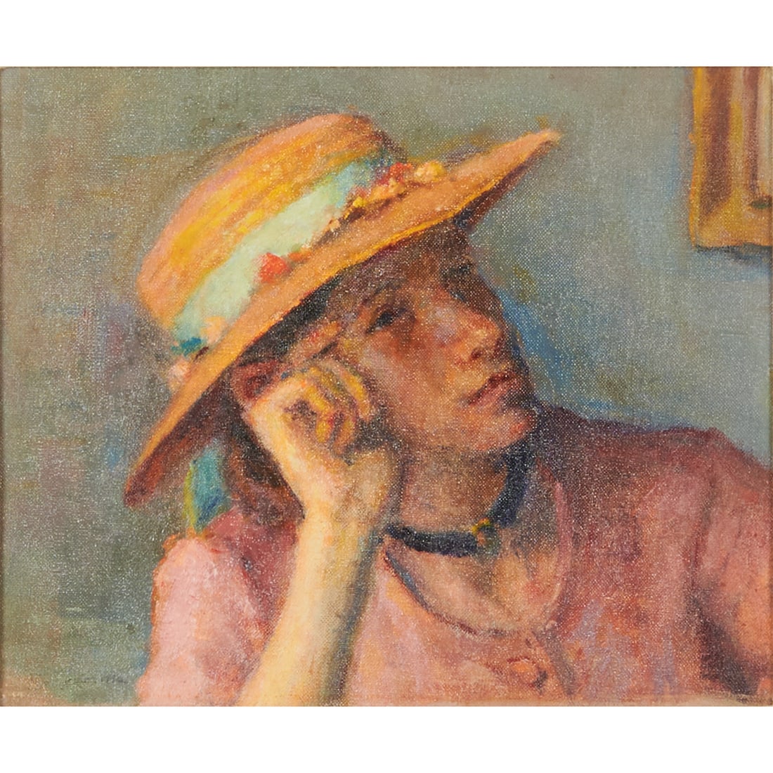 Robert Brackman, Portrait, oil on canvas: ROBERT BRACKMAN (American, 1898 - 1980), Portrait of Woman, oil on canvas, (approximate dimensions - canvas: 10 x 12 inches), signed lower left; signed and illegible inscriptions verso. Condition: Sig