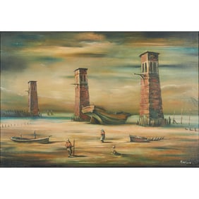 Robert Watson, Venetian Towers, oil on canvas.