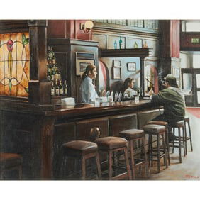 Harry McCormick, Bar Scene, oil on canvas.