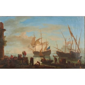 Attri. to Claude-Joseph Vernet, Harbor, oil on canvas