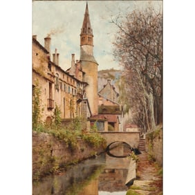 Jean Bastet, Canal Scene, oil on canvas
