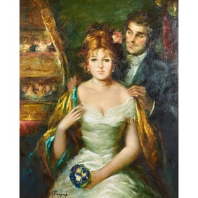 Jose Puyet, Portrait of Couple, oil on canvas