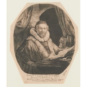 Rembrandt, Jan Uytenbogaert, Preacher, etching