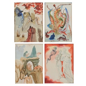 Salvador Dali, Four Wood Engravings from Divine Comedy