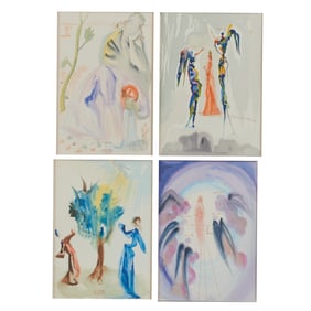 Salvador Dali, Four Wood Engravings from Divine Comedy