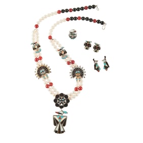 Native American Zuni Multi-Stone Jewelry Suite.