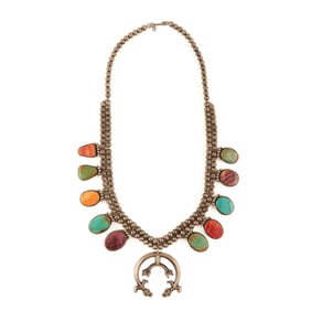 Native American Betty Joe Squash Blossom Necklace.
