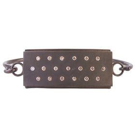 Diamond, Matte Oxidized Silver Bracelet.