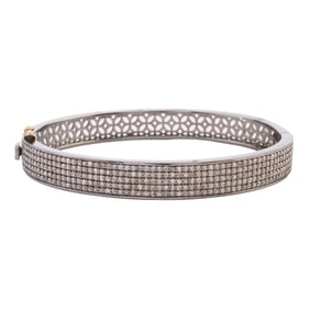 Diamond, Oxidized Silver Bracelet.