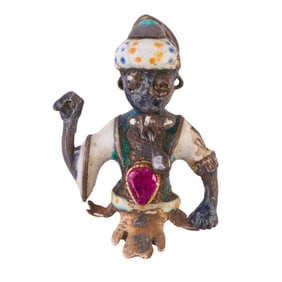 Victorian Multi-Stone, Silver Blackamoor Pendant.