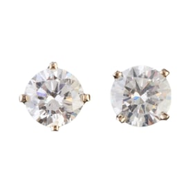 Pair of Diamond, 14k White Gold Stud Earrings.