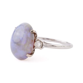 Opal, Diamond, 14k White Gold Ring.