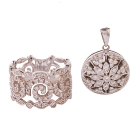 Diamond, 18k, 14k White Gold Jewelry Suite.
