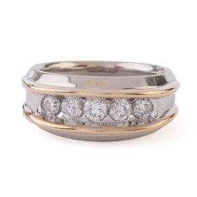 Men's Diamond, 14k Yellow and White Gold Ring.