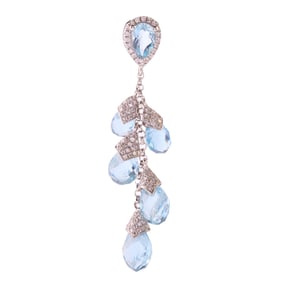 Aquamarine, Diamond, 14k White Gold Pendant.