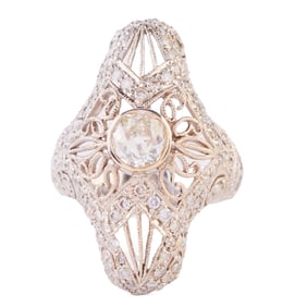 Diamond, 18k White Gold Ring.