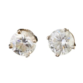 Pair of Diamond, 14k White Gold Stud Earrings.