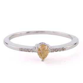 Yellow Diamond, Diamond, 18k White Gold Ring.