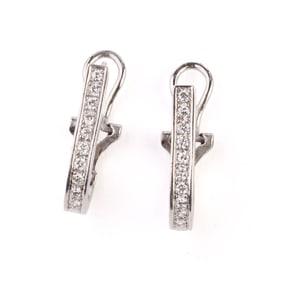 Pair of Diamond, 14k White Gold Earrings.