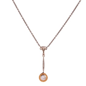 Vintage Diamond, 14k Yellow Gold, Silver Necklace.