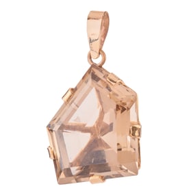 Smoky Quartz, 14k Yellow Gold Pendant.