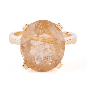 Rutilated Quartz, 14k Yellow Gold Ring.